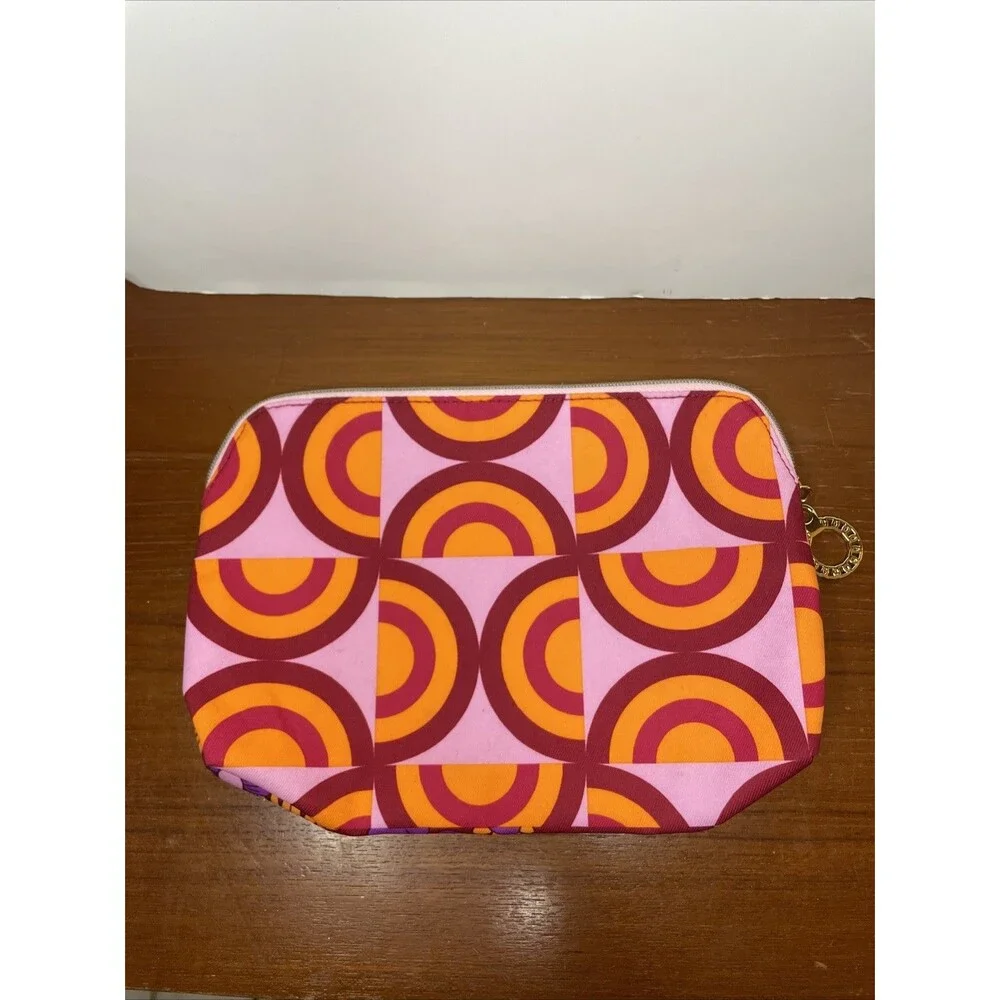 Estee Lauder Makeup  Cosmetic Bag  Multi   Color Red & Orange Floral